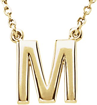 14K Gold Initial M Necklace - Yellow Gold