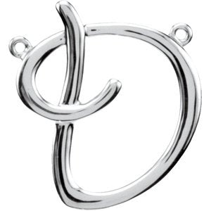 18K Gold Initial D Script Necklace - White Gold