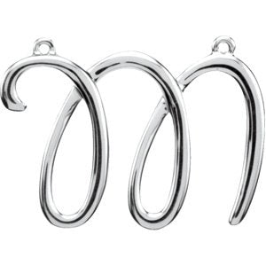 10K Gold Initial M Script Necklace - White Gold