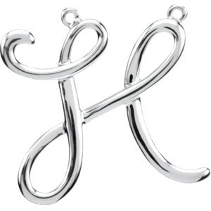 10K Gold Initial H Script Necklace - White Gold