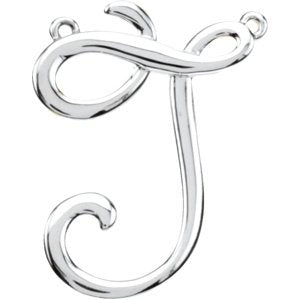 10K Gold Initial J Script Necklace - White Gold