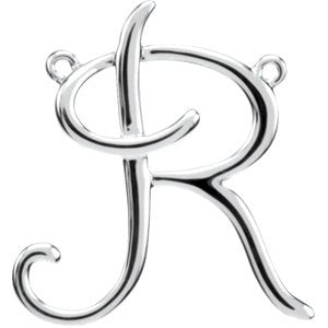 Platinum Initial R Script Necklace
