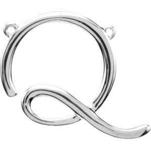 18K Gold Initial Q Script Necklace - White Gold