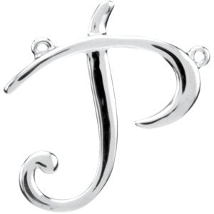 Platinum Initial P Script Necklace