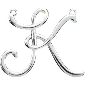 10K Gold Initial K Script Necklace - White Gold