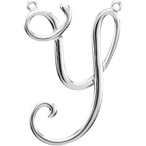 Platinum Initial Y Script Necklace