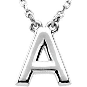 14K Gold Initial A Necklace - White Gold