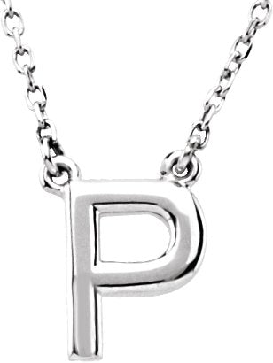 14K Gold Initial P Necklace - White Gold