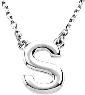 14K Gold Initial S Necklace - White Gold