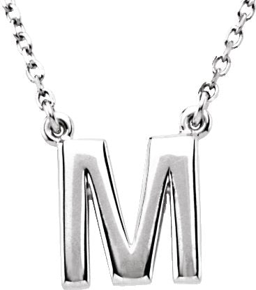 14K Gold Initial M Necklace - White Gold