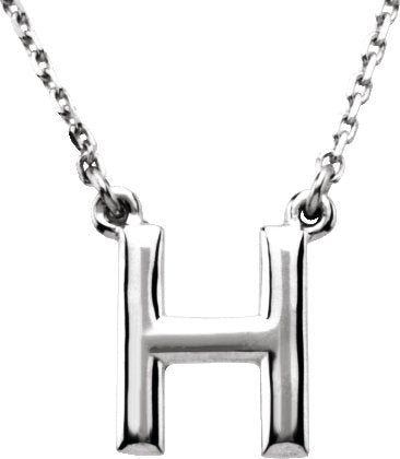 14K Gold Initial H Necklace - White Gold