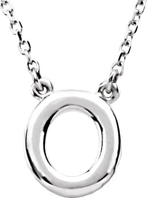 14K Gold Initial O Necklace - White Gold