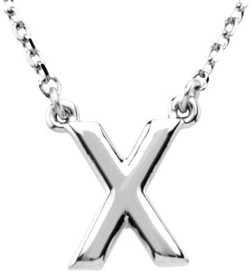 14K Gold Initial X Necklace - White Gold