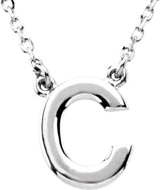14K Gold Initial C Necklace - White Gold