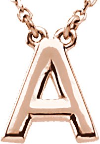 14K Gold Initial A Necklace - Rose Gold