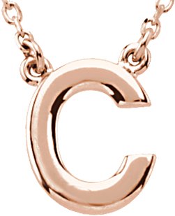 14K Gold Initial C Necklace - Rose Gold
