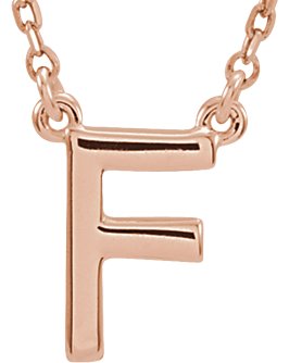 14K Gold Initial F Necklace - Rose Gold