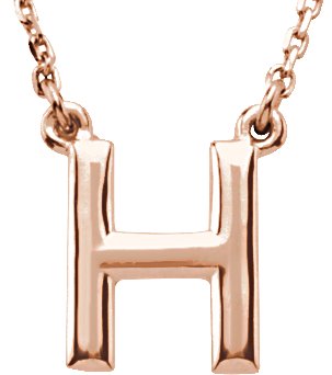 14K Gold Initial H Necklace - Rose Gold