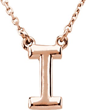 14K Gold Initial I Necklace - Rose Gold