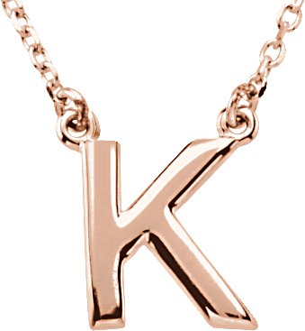 14K Gold Initial K Necklace - Rose Gold