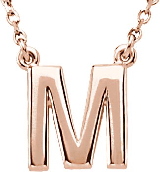 14K Gold Initial M Necklace - Rose Gold