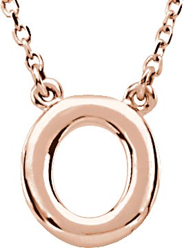14K Gold Initial O Necklace - Rose Gold