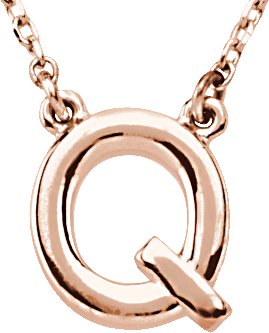 14K Gold Initial Q Necklace - Rose Gold