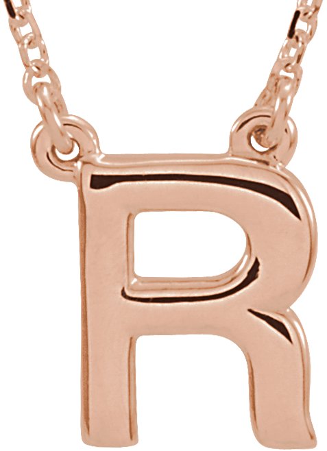 14K Gold Initial R Necklace - Rose Gold