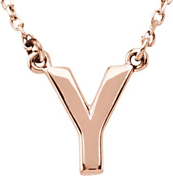 14K Gold Initial Y Necklace - Rose Gold