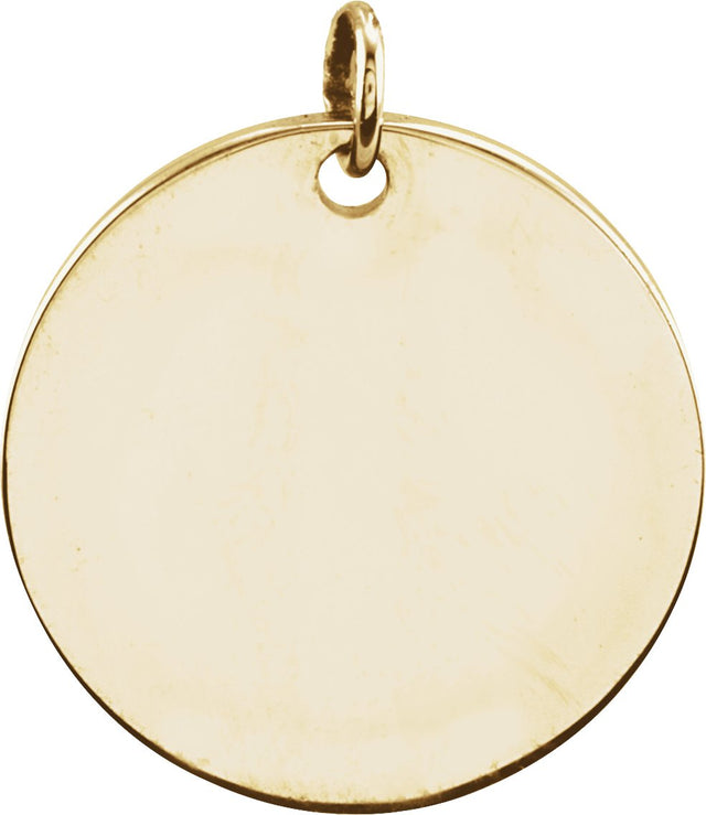 14K Gold Be Posh Engravable Disc Pendant - Yellow Gold