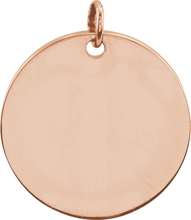 14K Gold Be Posh Engravable Disc Pendant - Rose Gold