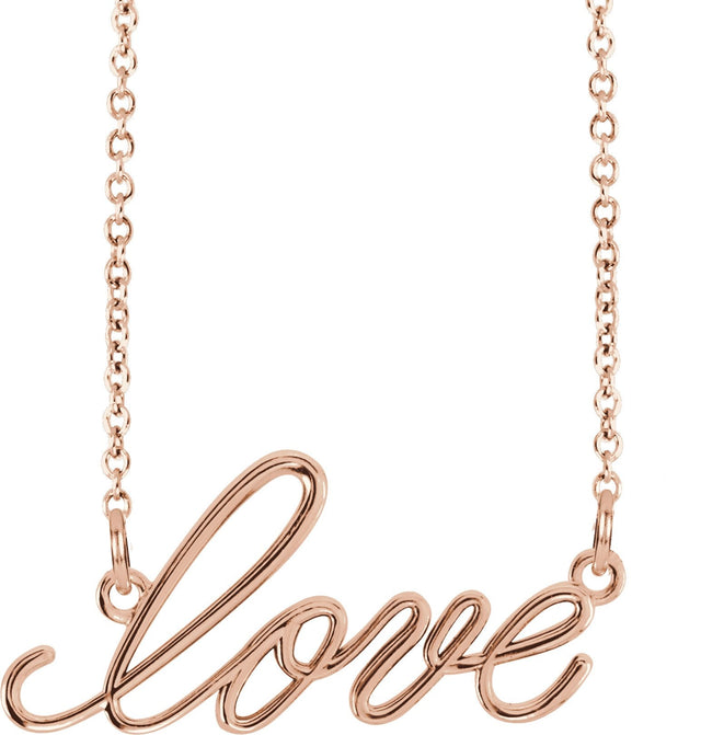 14K Gold Love Necklace - Rose Gold