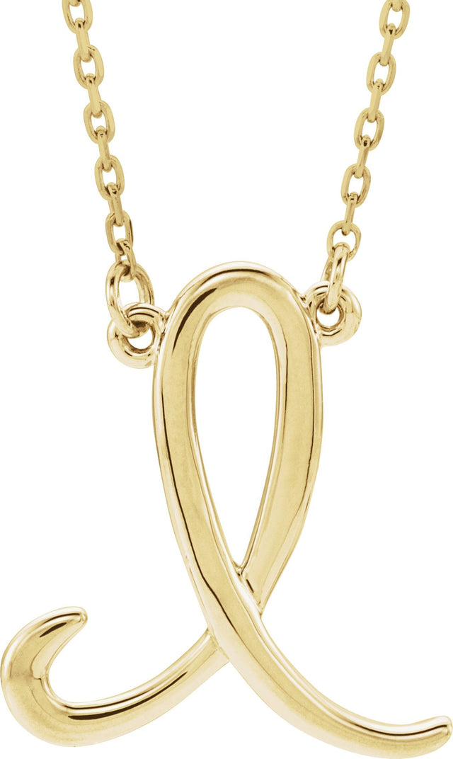 14K Gold Initial I Script Necklace – 16.9x15.1mm - Yellow Gold