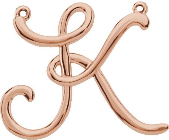 18K Gold Initial K Script Necklace - Rose Gold