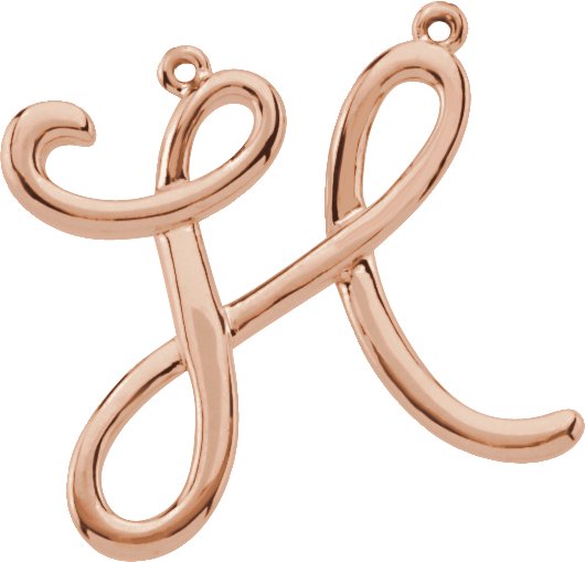 10K Gold Initial H Script Necklace - Rose Gold