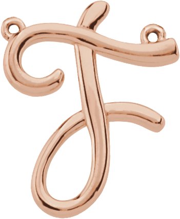 10K Gold Initial F Script Necklace - Rose Gold