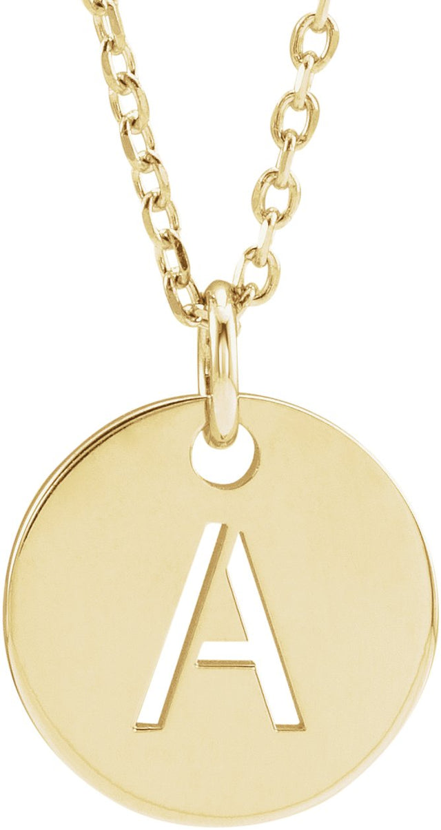 14K Gold Initial A Necklace or Pendant - Yellow Gold
