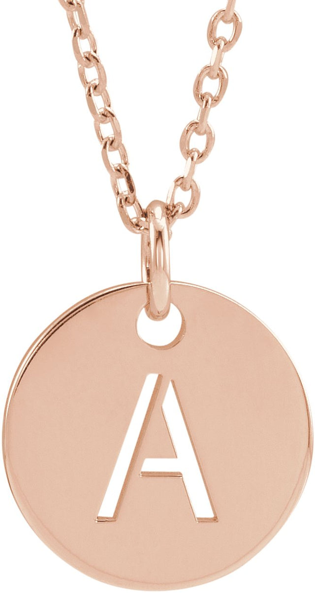 14K Gold Initial A Necklace or Pendant - Rose Gold