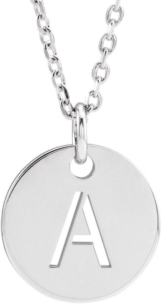 14K Gold Initial A Necklace or Pendant - White Gold