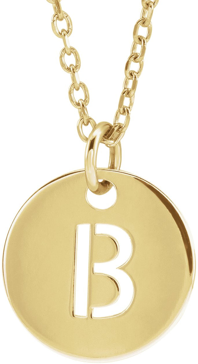 14K Gold Initial B Necklace or Pendant - Yellow Gold