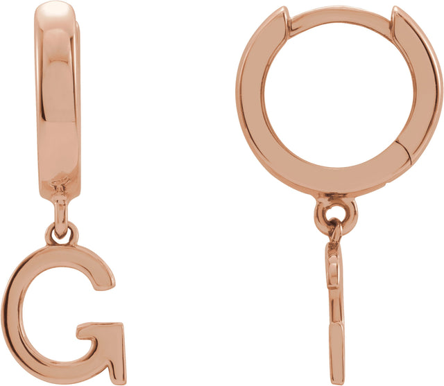 14K Gold Initial G Huggie Earrings - Rose Gold