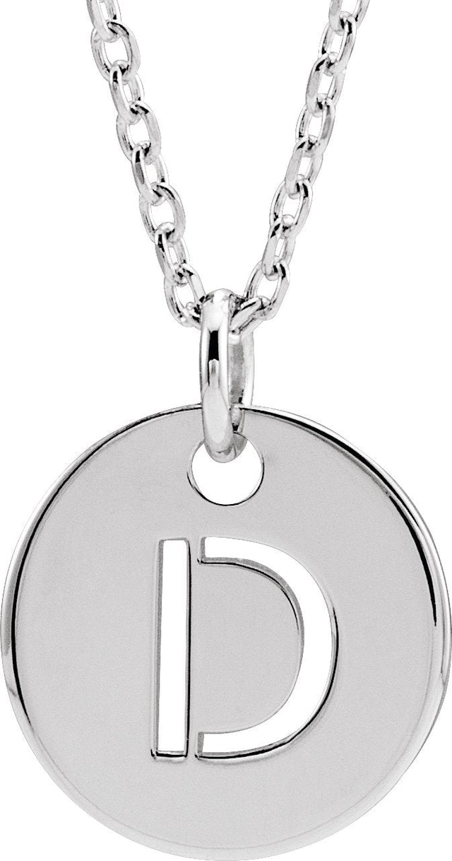 14K Gold Initial D Necklace or Pendant - White Gold