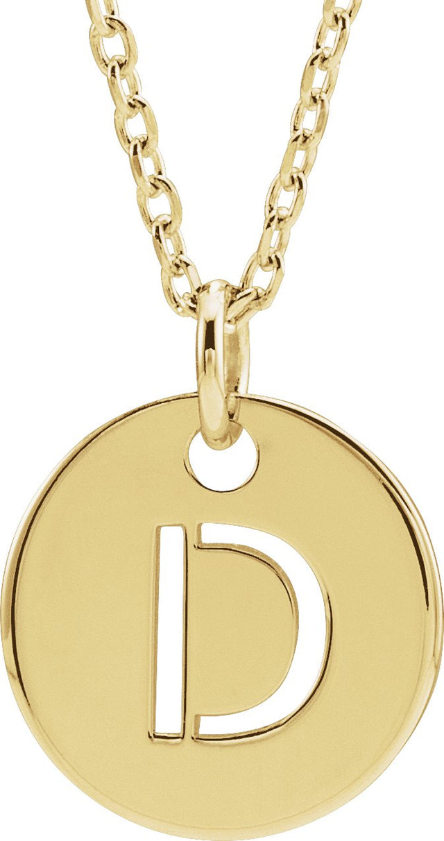 14K Gold Initial D Necklace or Pendant - Yellow Gold