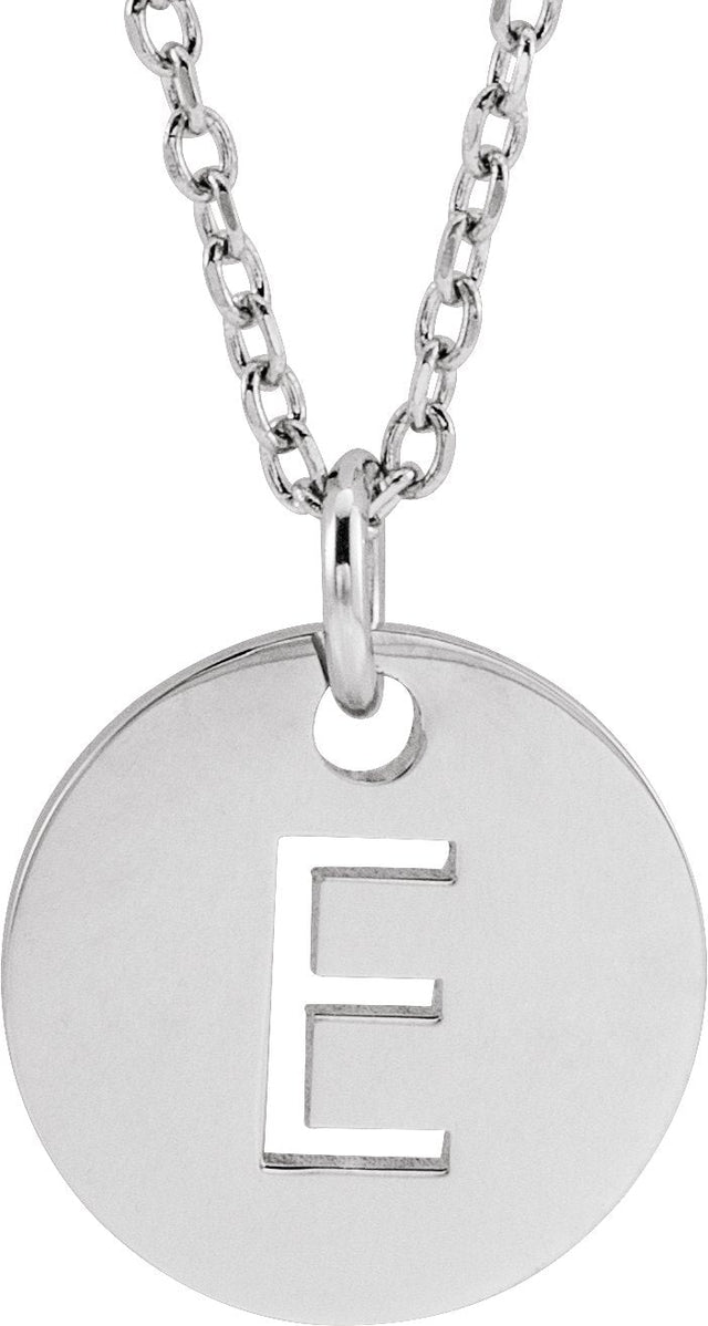 14K Gold Initial E Necklace or Pendant - White Gold