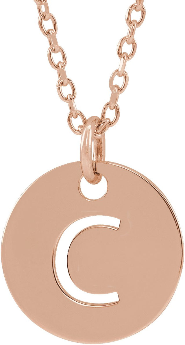 14K Gold Initial C Necklace or Pendant - Rose Gold
