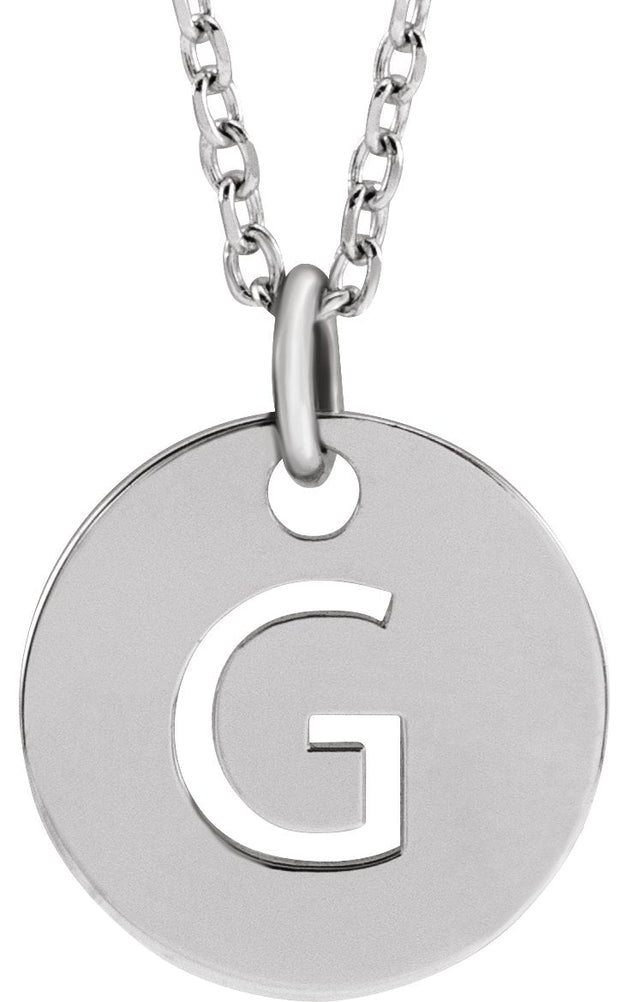 14K Gold Initial G Necklace or Pendant - White Gold