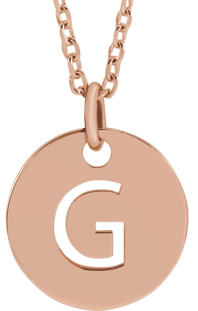 14K Gold Initial G Necklace or Pendant - Rose Gold