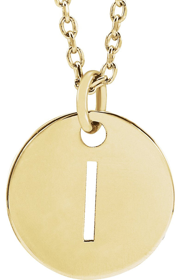 14K Gold Initial I Necklace or Pendant - Yellow Gold