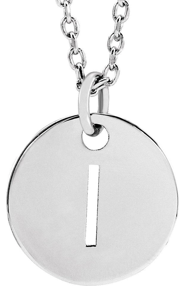 14K Gold Initial I Necklace or Pendant - White Gold
