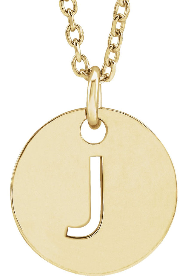 14K Gold Initial J Necklace or Pendant - Yellow Gold